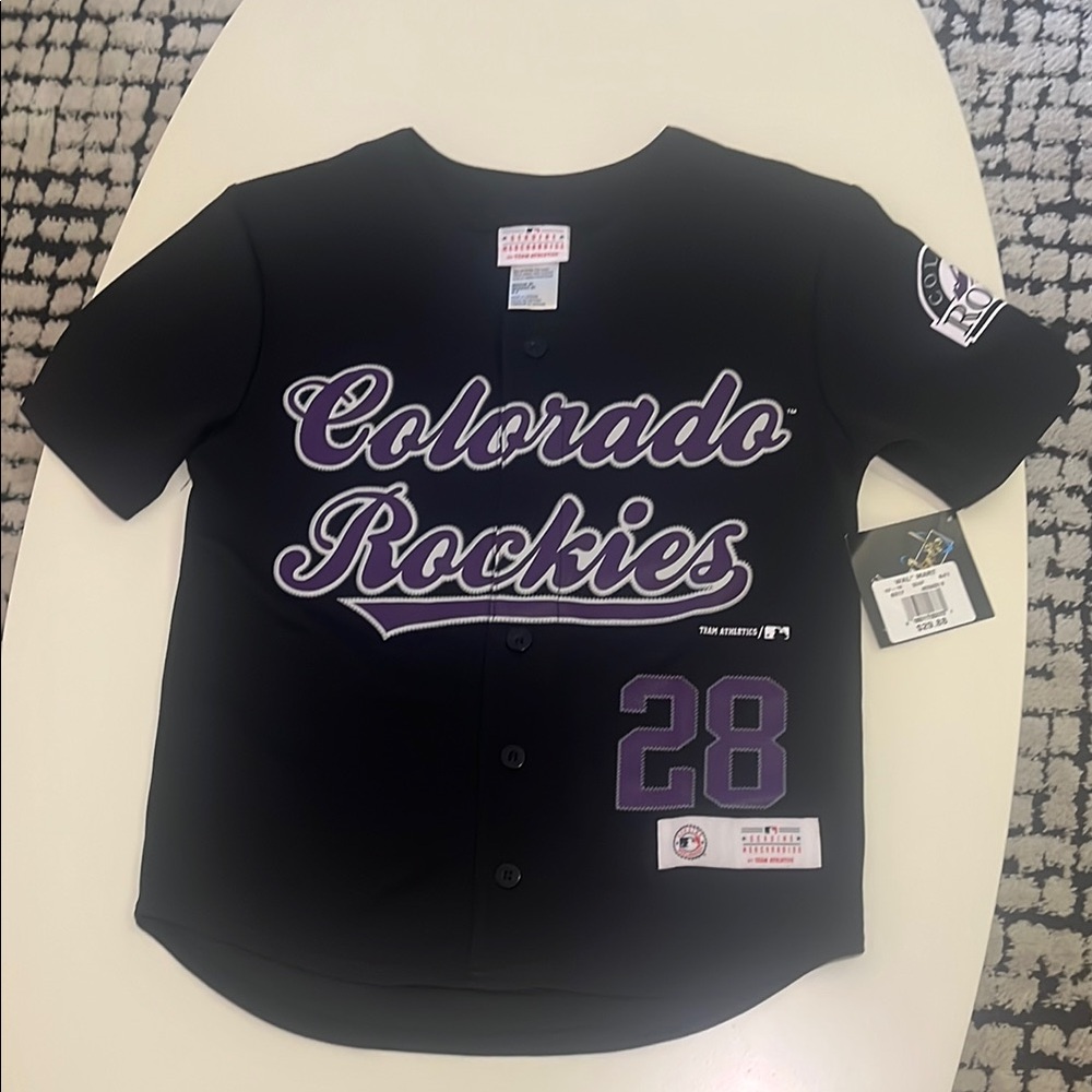 MLB Colorado Rockies Black and Purple Nolan Arenado Jersey